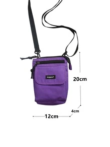 Estudiantes de secundaria Universidad Novato bandolera multifuncional bandolera bandolera casual Mini Hombres Letter Patch Bolso bandolera, bolso de mano Mochila para viajes, universidad, aire libre, deportes, viaje diario - Morado - Ver 7