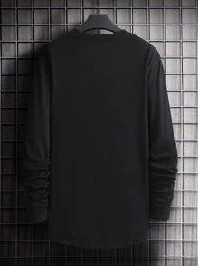 Manfinity Homme Hombres Camiseta con estampado de dinosaurio - Negro - Ver 2