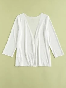 Girls Open Front Kimono - White - View 2