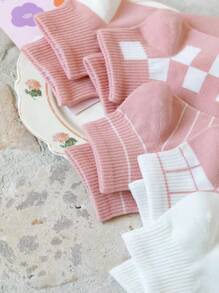 5雙格紋圖案襪子 - 彩色 - 查看 3