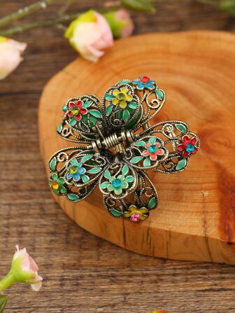 花朵图案发夹 波西米亚风发夹 发夹 发颚夹 发夹 发夹 接发夹，学校用品，学院秋冬发饰 女士度假装扮