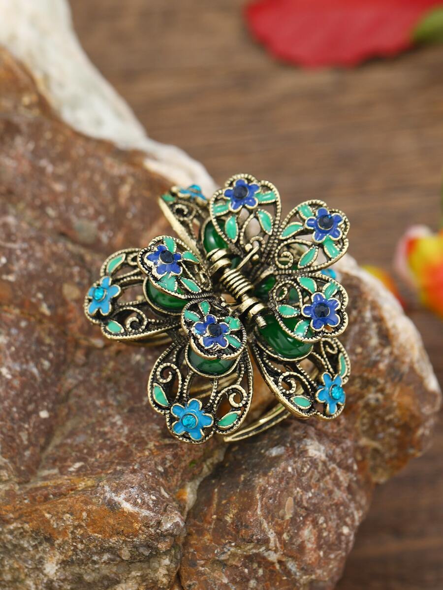 EMERY ROSE Kẹp tóc hình hoa phong cách Boho ngày lễ Thánh Patrick, phụ kiện tóc, kẹp càng cua, kẹp hàm, kẹp cài tóc mùa thu đông cho trang phục đi nghỉ mát dành cho nữ mùa hè - màu xanh lá - Xem 1