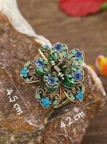 EMERY ROSE 花朵造型发爪，波西米亚风，圣帕特里克节主题，发饰，发夹，发卡，秋冬发夹，适合度假装扮，夏季女士适用 - 綠色 - 查看 3