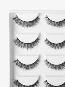 Volumized False Eyelashes, 5 pairs 10mm messy cross-eyelashes - Black - View 2