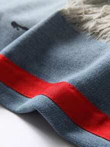 ROMWE MEN 男士圖案印花破洞牛仔褲 - 淺色水洗藍 - 查看 5