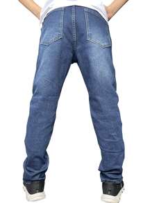 ROMWE MEN Quần Jeans Nam Nghề thêu Bị tách Denim mùa giặt Hoa - Rửa trung bình - Xem 2