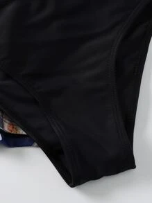 Floral Print Tankini Set Long Sleeve Swim Shirt & Hipster Bottom & Shorts 3 Piece Rashguard Bathing Suit - Multicolor - View 3