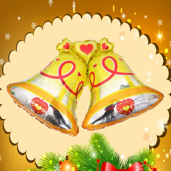 

1pc Christmas Bell Shaped Decorative Balloon, Gold
