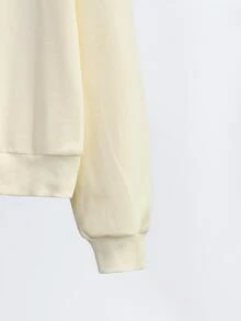 Junhan Floral Graphic Drop Shoulder Sweatshirt - Beige - View 4