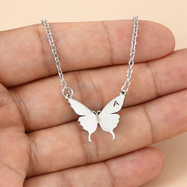 

Butterfly Pendant Necklace, Silver