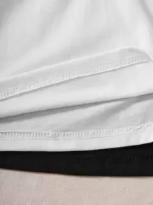 SHEIN Unity Áo Crop Tank Top & Áo Thun In Chữ Graphic Tees Áo Nữ - Đen và trắng - Xem 5