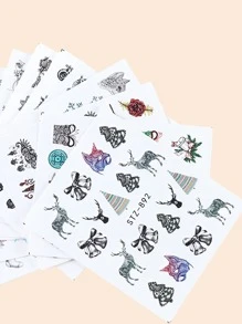 12sheets Christmas Cartoon Graphic Nail Art Sticker - Multicolor - View 5