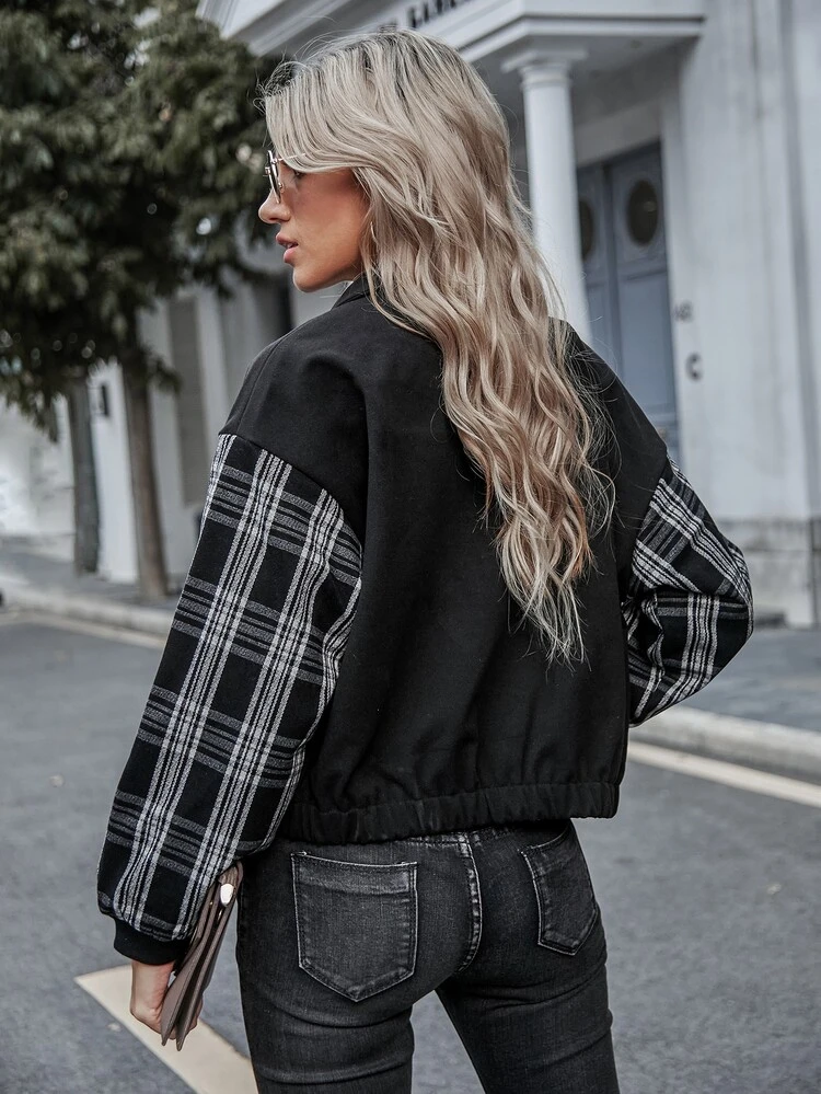 Plaid Zip Up Overcoat