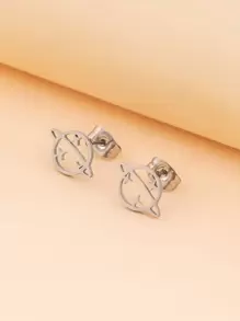Planet Design Earrings - Silver - View 1