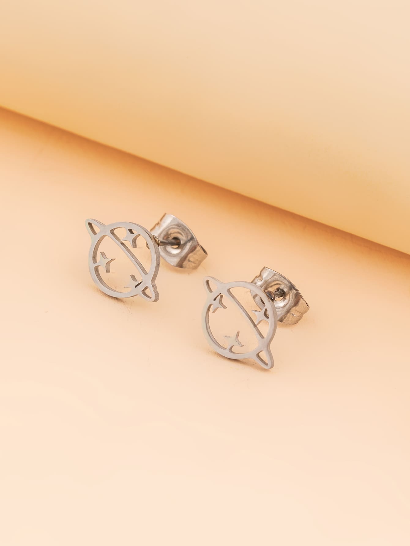 Planet Design Earrings - Silver - View 1