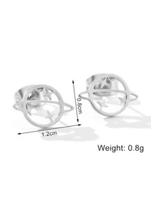 Planet Design Earrings - Silver - View 2