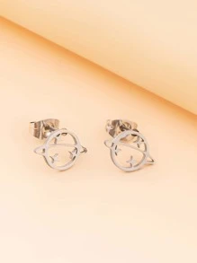 Planet Design Earrings - Silver - View 3