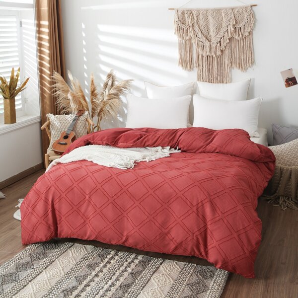 

Geometric Pattern Duvet Cover Without Filler, Burgundy