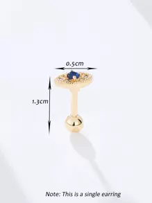 1pc Cubic Zirconia Decor Stud Earring - Yellow Gold - View 3