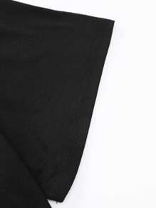 Manfinity Hombres Camiseta con estampado de slogan y dibujos animados - Negro - Ver 3