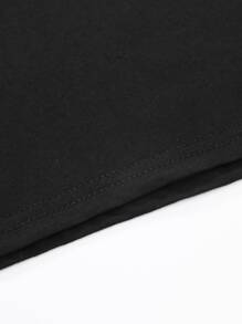 Manfinity Hombres Camiseta con estampado de slogan y dibujos animados - Negro - Ver 4