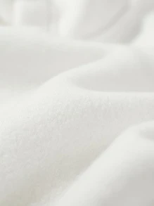 Manfinity 男士翅膀和標語圖案抽繩加絨內裏連帽衫 - 白色 - 查看 5