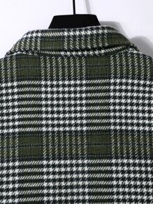 Manfinity Men Houndstooth Pattern Overcoat Without Hoodie - Army Green - View 4
