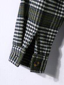 Manfinity Men Houndstooth Pattern Overcoat Without Hoodie - Army Green - View 5