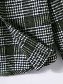 Manfinity Men Houndstooth Pattern Overcoat Without Hoodie - Army Green - View 6