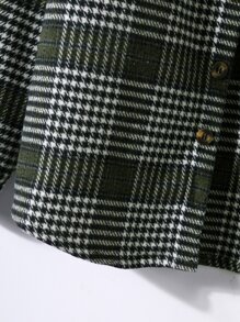 Manfinity Men Houndstooth Pattern Overcoat Without Hoodie - Army Green - View 8