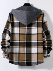 Manfinity Hombres de cuadros con bolsillo delantero con cordón con capucha Abrigo sin Pullover - Multicolor - Ver 2