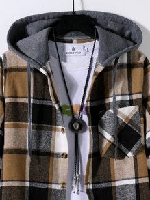 Manfinity Hombres de cuadros con bolsillo delantero con cordón con capucha Abrigo sin Pullover - Multicolor - Ver 3