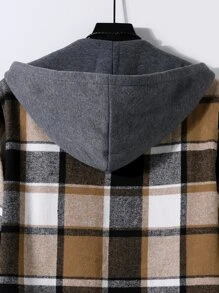 Manfinity Hombres de cuadros con bolsillo delantero con cordón con capucha Abrigo sin Pullover - Multicolor - Ver 4