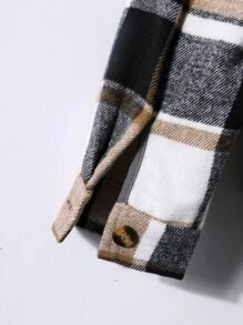 Manfinity Hombres de cuadros con bolsillo delantero con cordón con capucha Abrigo sin Pullover - Multicolor - Ver 5