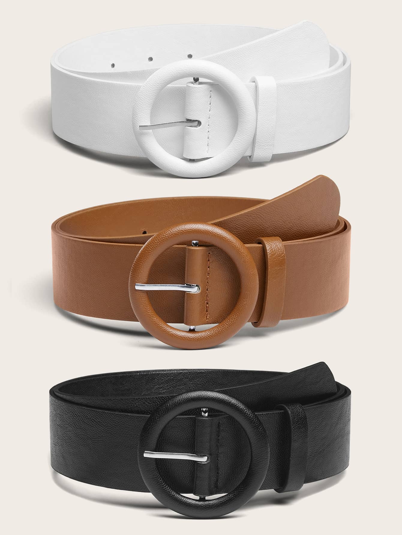 3pcs Elegant  Round Buckle Belt With Punch Tool Dress Belt Halloween - Multicolor - View 1