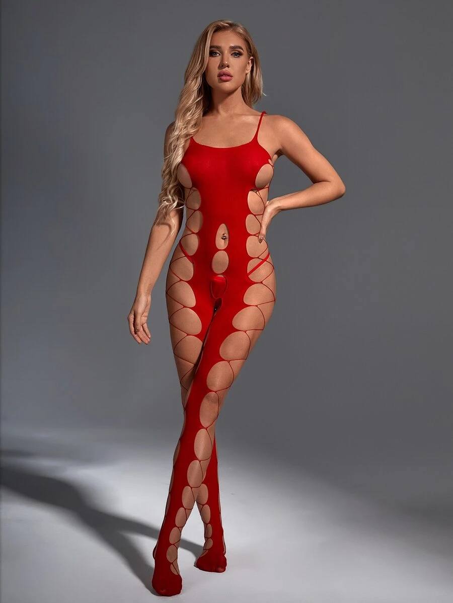 Fishnet Cut-out Mesh Bodystocking