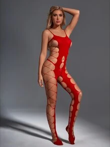 Fishnet Cut-out Mesh Bodystocking