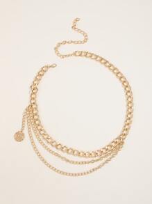 Round Charm Chain Belt - Gold - View 2
