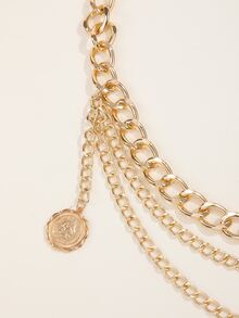 Round Charm Chain Belt - Gold - View 3