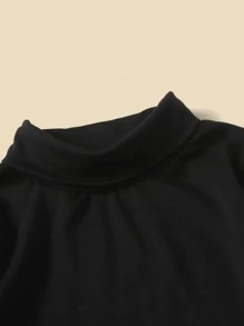 SHEIN Young Boy 2pcs Solid High Neck Tee - Black and White - View 3