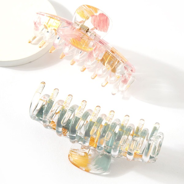 

2pcs Graphic Hair Claw, Multicolor