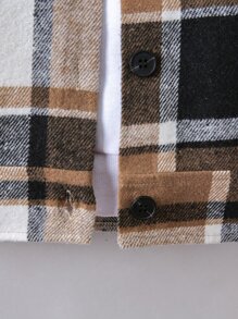 SHEIN 小男孩格紋紐帶翻蓋細部大衣（不含帽衫） - 彩色 - 查看 6