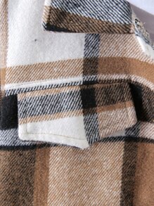 SHEIN 小男孩格紋紐帶翻蓋細部大衣（不含帽衫） - 彩色 - 查看 4
