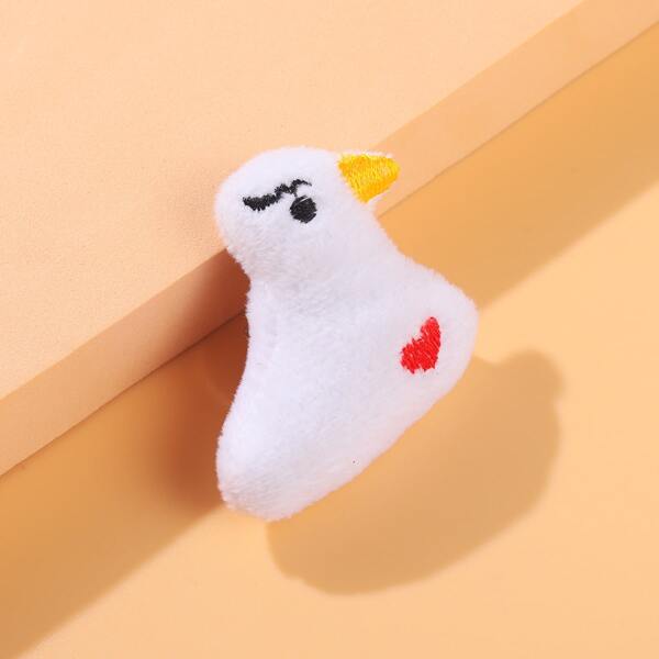 

Embroidery Detail Animal Design Brooch, White