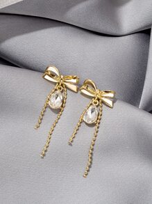 蝴蝶結耳墜 - 金黃色 - 查看 4