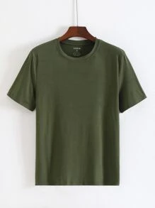 Tops Nam màu trơn Giải trí - xanh quân đội - Xem 1