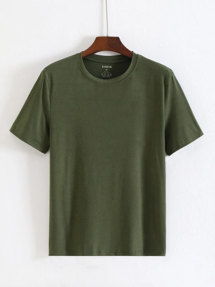 Tops Nam màu trơn Giải trí - xanh quân đội - Xem 1