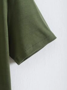 Tops Nam màu trơn Giải trí - xanh quân đội - Xem 3