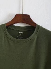 Tops Nam màu trơn Giải trí - xanh quân đội - Xem 4