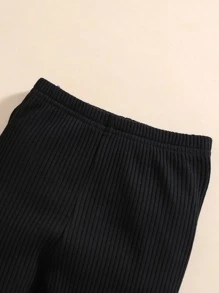 Baby Ruffle Trim Solid Tee & Leggings - Black - View 3